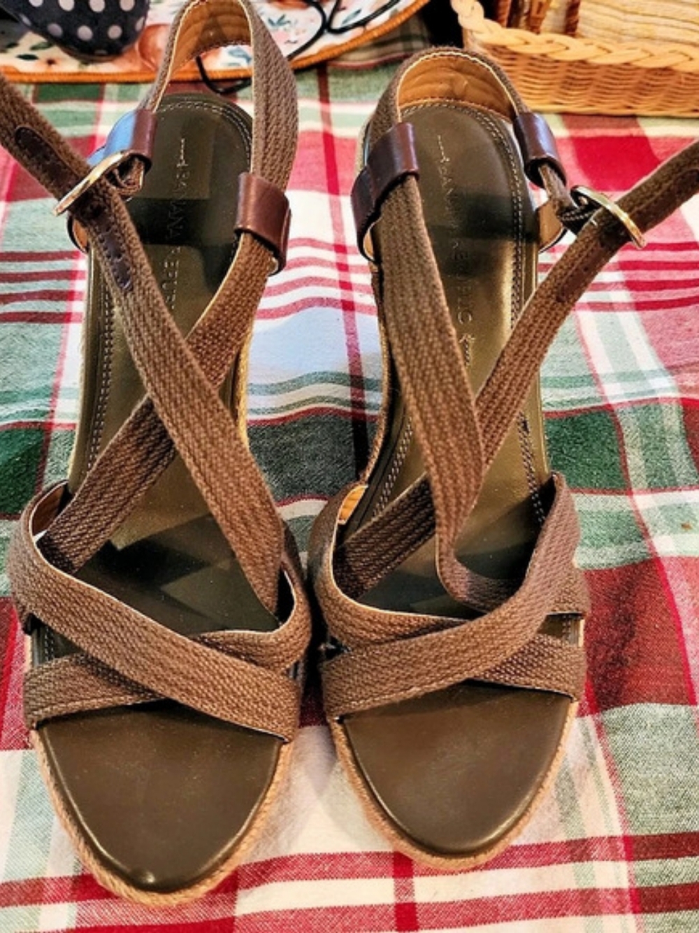Banana Republic Brown Cork Wedge Sandals US 8.5